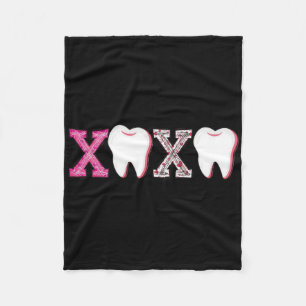 Xoxo Dental Valentine Dentist Life Retro Dental To Fleece Blanket