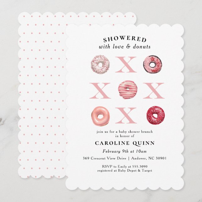 XOXO Doughnut Baby Shower Invitation (Front/Back)