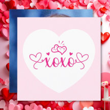 XOXO Elegant Script Pink Hearts Valentines Day