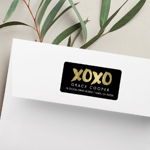 XOXO Faux Gold & Black Modern Chic Return Label