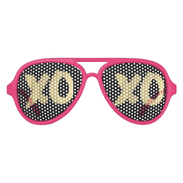 XOXO Faux Gold Pink & Black Aviator Sunglasses (Front)