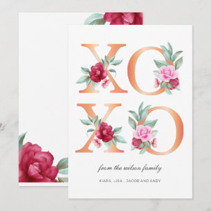 XOXO Floral Valentines Day  Holiday Card
