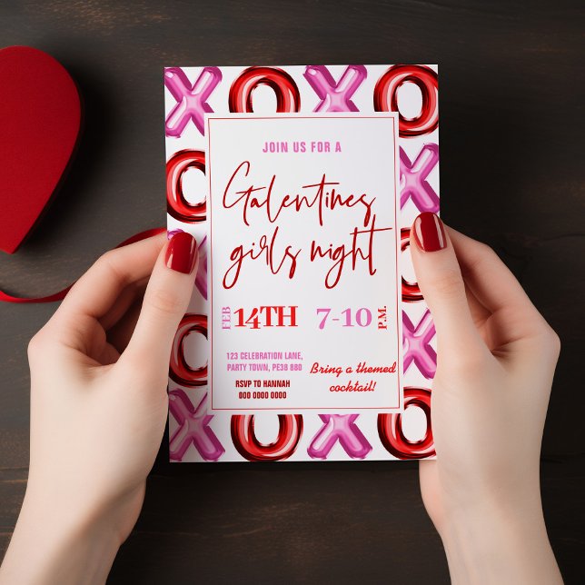 XOXO foil balloon Galentines girls Invitation (Creator Uploaded)