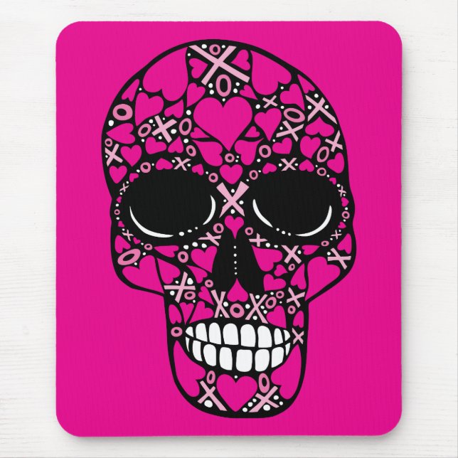 XOXO Forever - Skull Mouse Pad on Pink (Front)