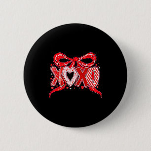 Xoxo Funny Valentines Day Love Coquette Bow Checke 6 Cm Round Badge