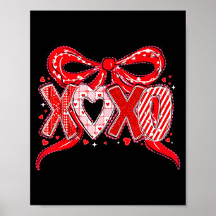 Xoxo Funny Valentines Day Love Coquette Bow Checke Poster