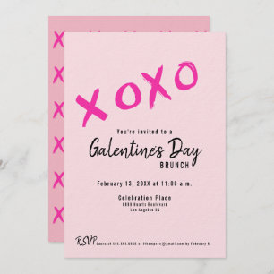 XOXO Galentine’s Day Girls Brunch Pink Modern  Invitation