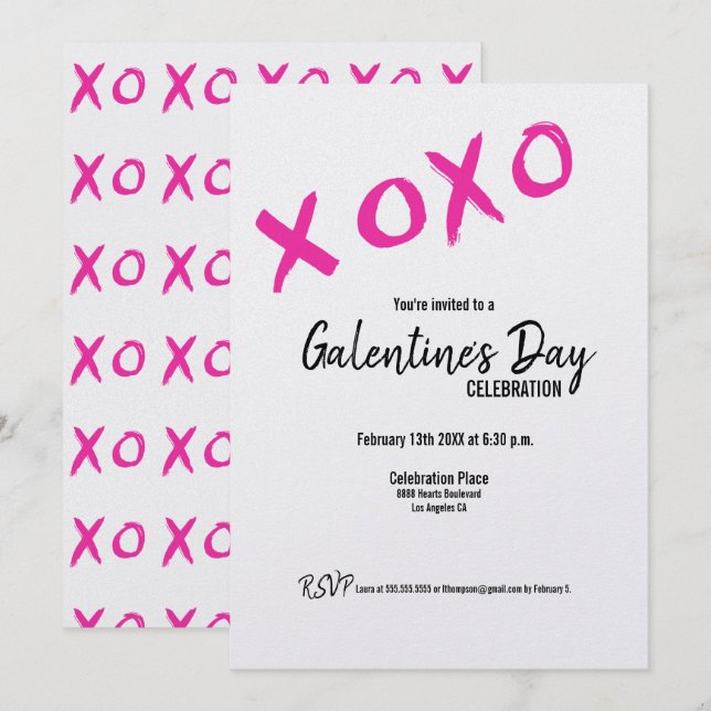 XOXO Galentine's Day Friends Valentines Party Invi Invitation (Front/Back)