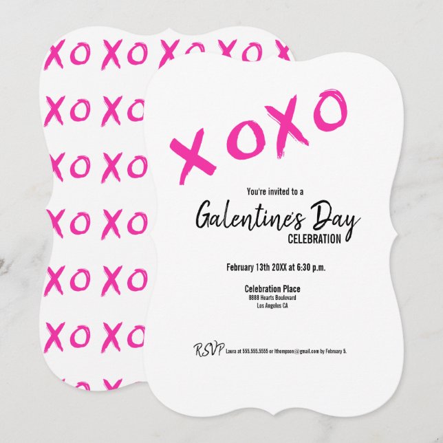 XOXO Galentine's Day Friends Valentines Party Invitation (Front/Back)