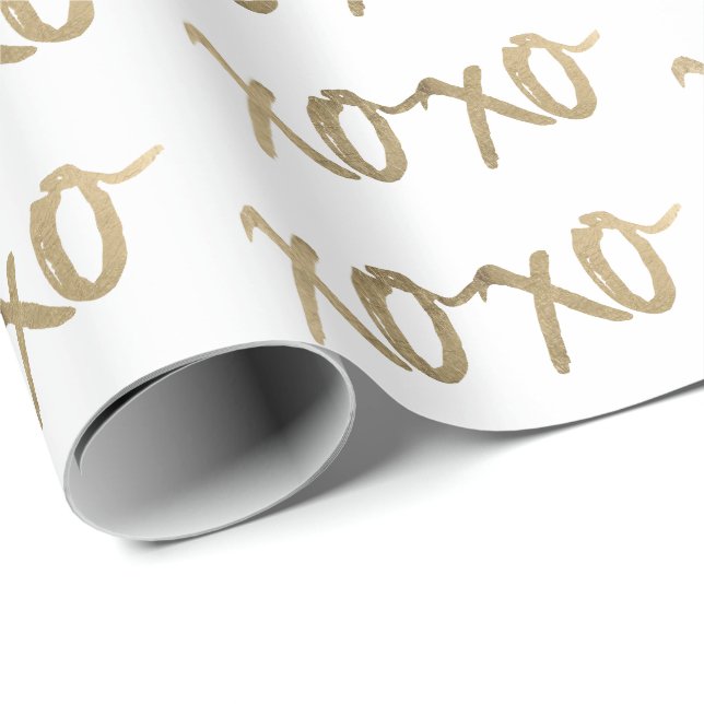 XOXO Gold Brushstoke Fashion Chic Wrapping Paper (Roll Corner)