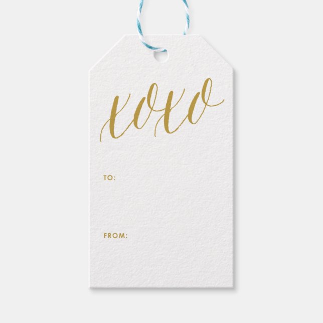XOXO | Gold Modern Calligraphy Gift Tag (Front)