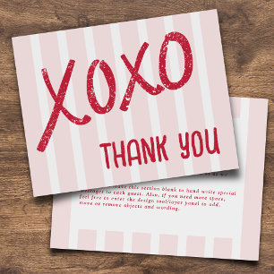 XOXO Hand Drawn Galentine’s Day Party Flat Thank You Card