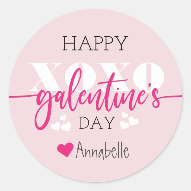 XOXO Happy Glanetine's Day Classic Round Sticker (Front)