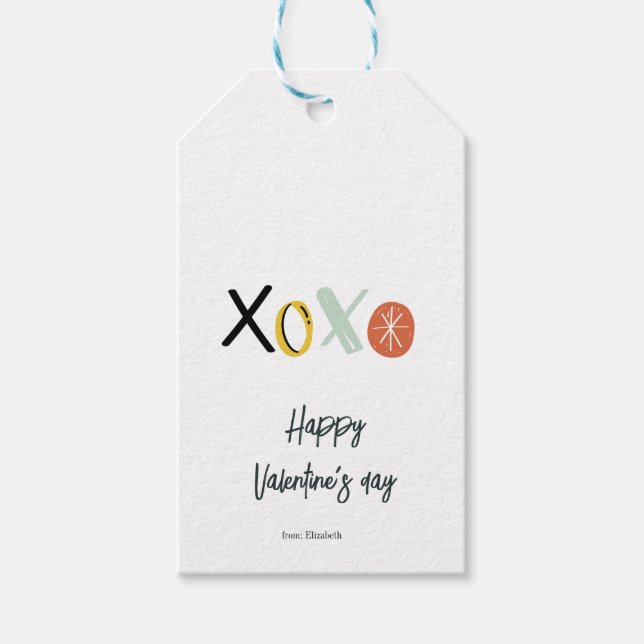  "XOXO" Happy Valentine's Day  Gift Tags (Front)