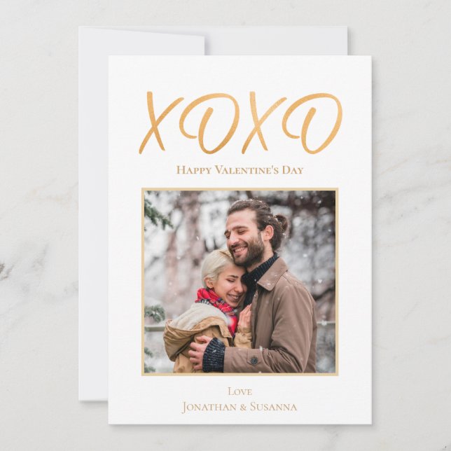 XOXO Happy Valentine's Day Photo Holiday Card (Front)