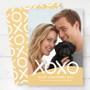 XOXO Happy Valentine's Day Photo Yellow Modern Holiday Card