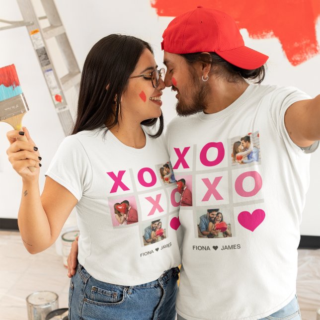 XOXO Happy Valentine's Day Pink Heart Custom Photo T-Shirt (Creator Uploaded)