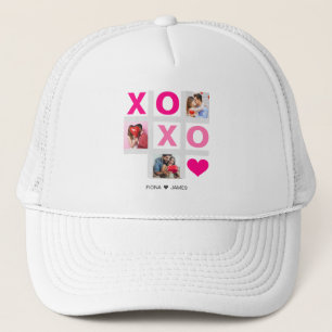 XOXO Happy Valentine's Day Pink Heart Custom Photo Trucker Hat