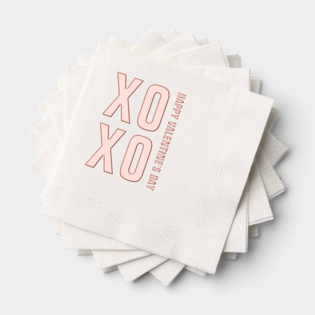 XOXO Happy Valentine's Day Rose Gold Foil Napkins (Insitu (Stacked))