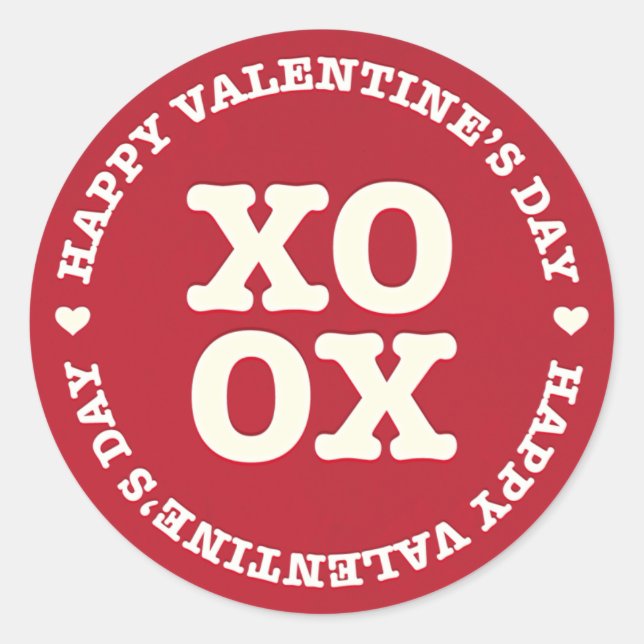XOXO Happy Valentine's Day Sticker | Red (Front)