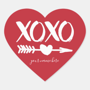 XOXO Heart Arrow Personalised Stickers