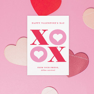 xoxo heart classroom valentine's day card