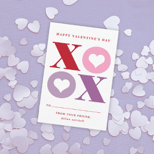 xoxo heart classroom valentine's day card