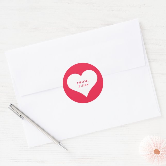 xoxo heart classroom valentine's day card classic round sticker (Envelope)