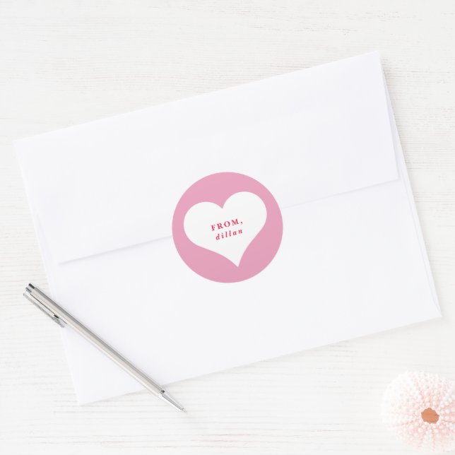 xoxo heart classroom valentine's day card classic round sticker (Envelope)