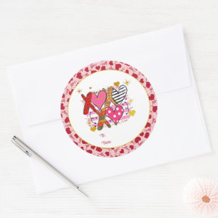 XOXO Heart Cute & Playful Classic Round Sticker
