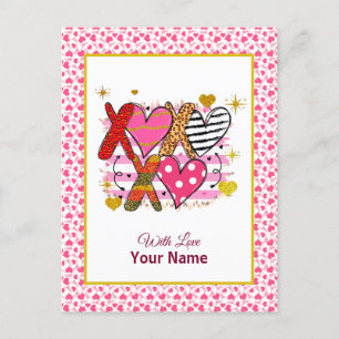 XOXO Heart Cute & Playful Postcard