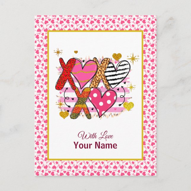 XOXO Heart Cute & Playful Postcard (Front)