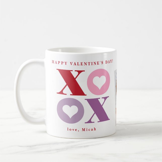 Xoxo Heart Happy Valentine's Day Two Photo Coffee  Coffee Mug (Left)