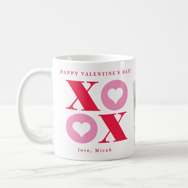 Xoxo Heart Happy Valentine's Day Two Photo Coffee  Coffee Mug (Left)