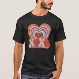 XOXO Heart Hugs and Kisses Valentines Day Groovy L T-Shirt