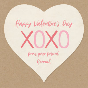 XOXO Heart Kids Classroom Valentine's Day Party Heart Sticker