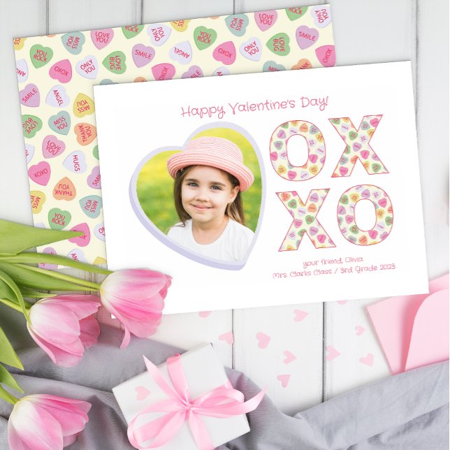 XOXO Heart Photo Classroom Valentine’s Card (xoxo Classroom Valentine)