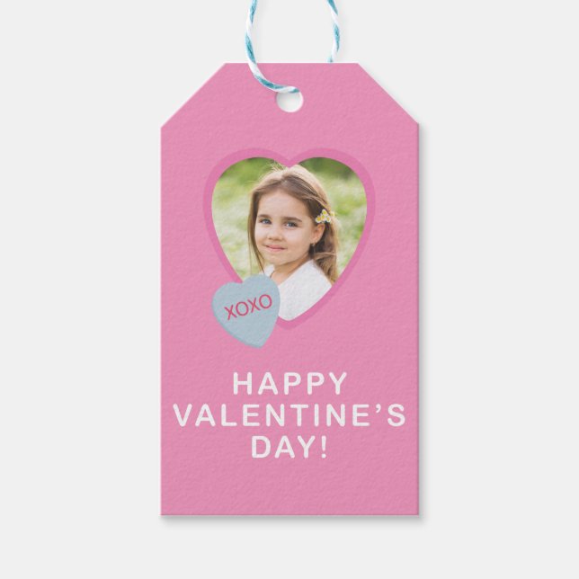 XOXO Heart Photo Valentine's Day Simple Gift Tag (Front)