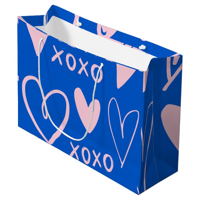XOXO Hearts Large Gift Bag  (Front Angled)