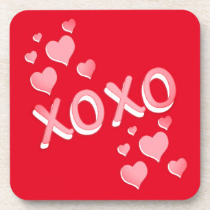 XOXO Hearts on Red Coaster