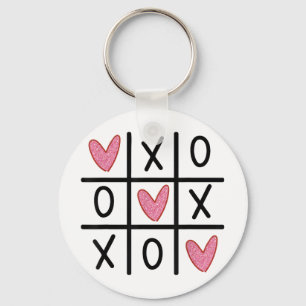 Xoxo Hearts Valentine Hugs Kisses Tic-tac-toe Wome Key Ring