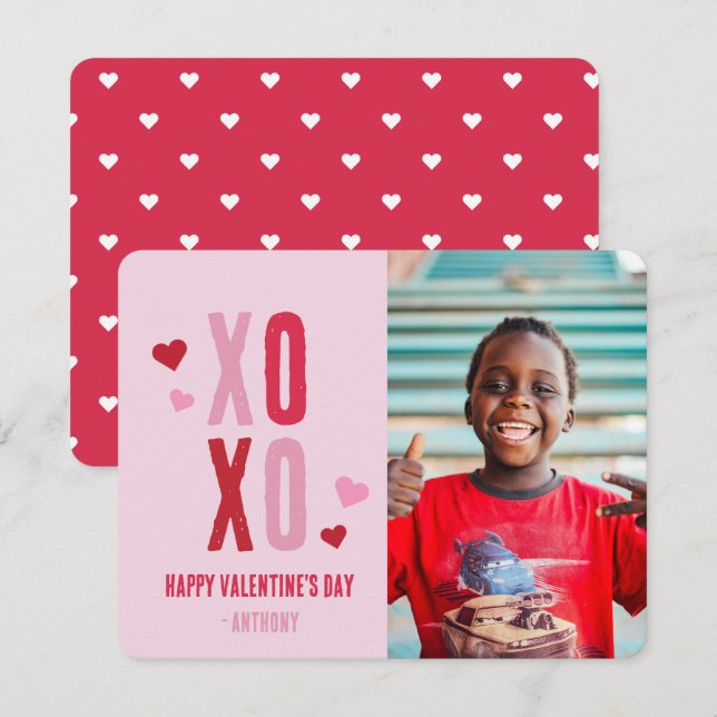 XOXO Hearts Valentine Photo Card (Front/Back)