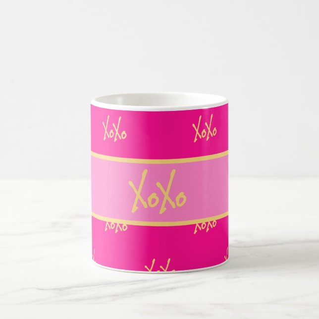 XOXO Hot Pink Typography Coffee Mug (Center)