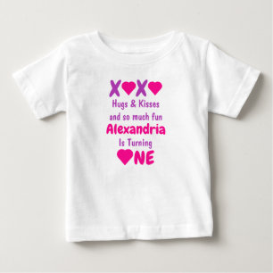 XOXO Hugs and Kisses 1st Birthday Baby T-Shirt