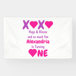 XOXO Hugs and Kisses 1st Birthday Banner