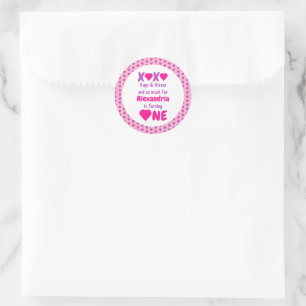 XOXO Hugs and Kisses 1st Birthday Classic Round Sticker