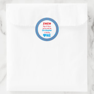 XOXO Hugs and Kisses 1st Birthday Classic Round Sticker