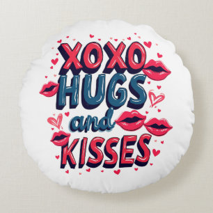 Xoxo Hugs and Kisses for Valentine's Day Round Cushion