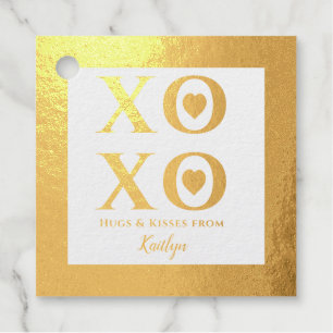 XOXO Hugs and Kisses Hearts Gold Foil Favour Tags