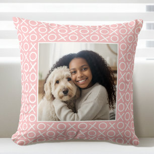 XOXO Hugs & Kisses 2 Custom Photo Pastel Pink Cushion